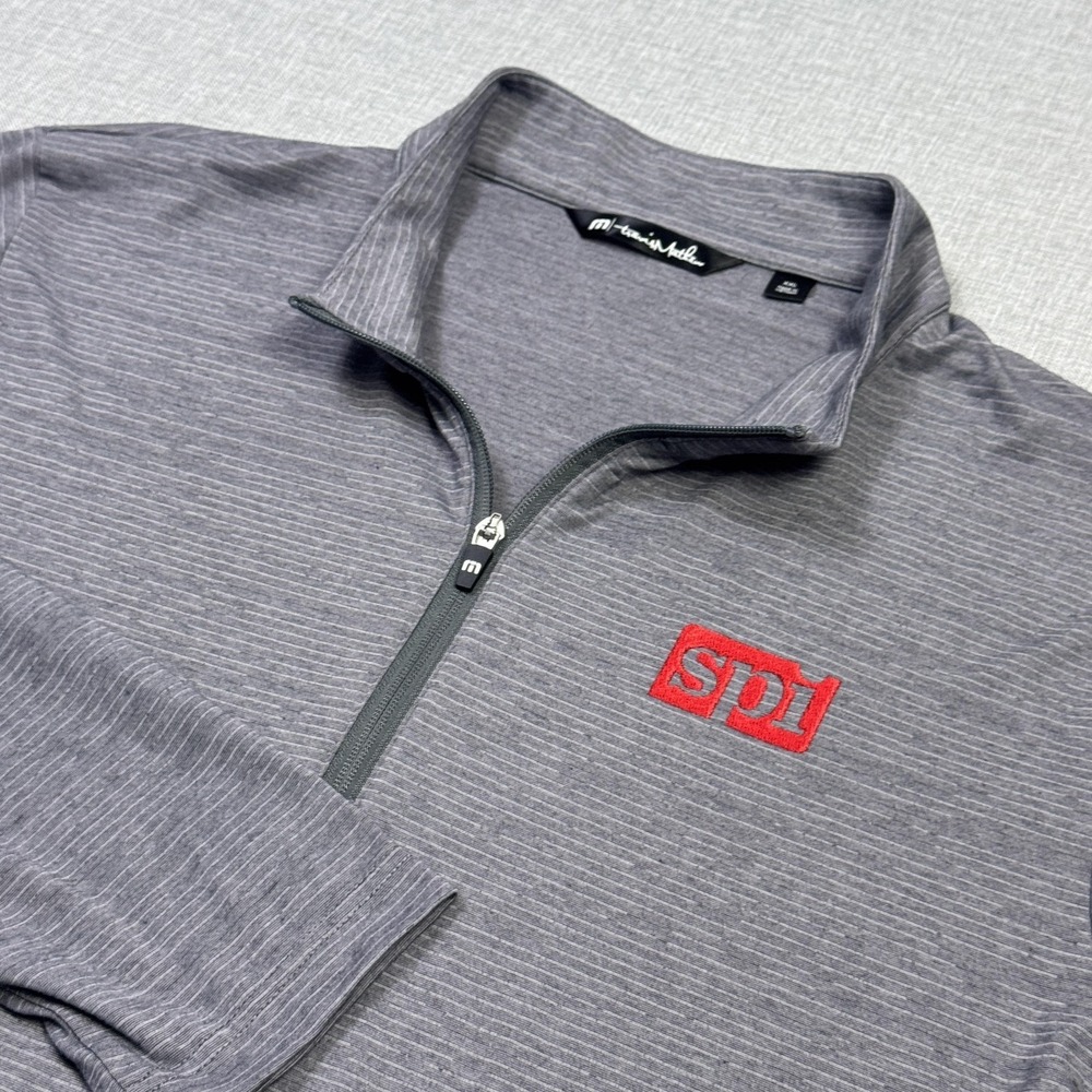 Travis Mathew Golf 1/4 Zip Pullover Mens 2XL Gray Long Sleeve Striped Collared